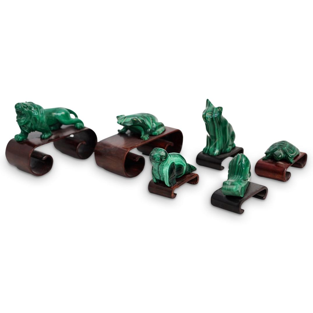(6 Pc) Chinese Carved Malachite Animals (1 of 7)