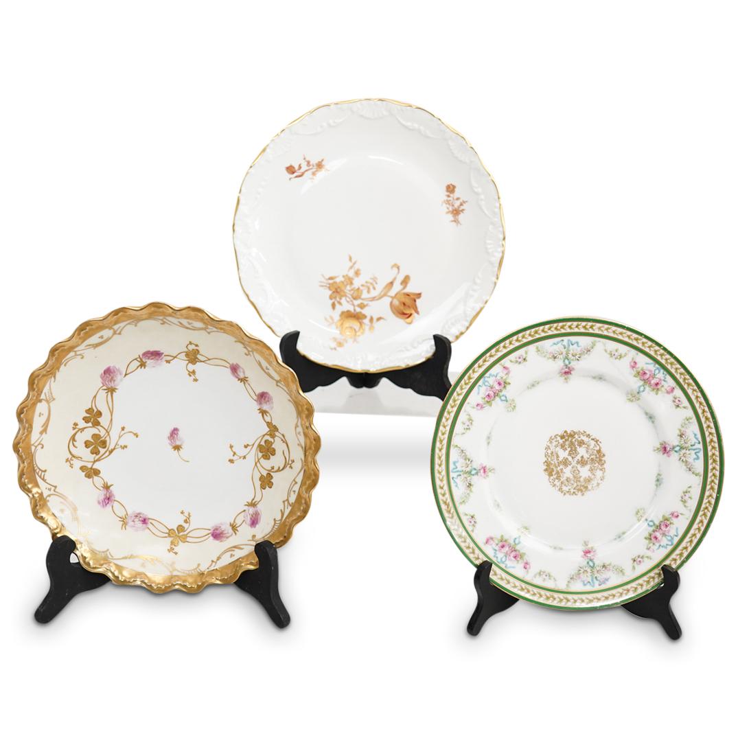 (3 Pcs) Antique Limoges Porcelain Serving Plates Set (1 of 8)