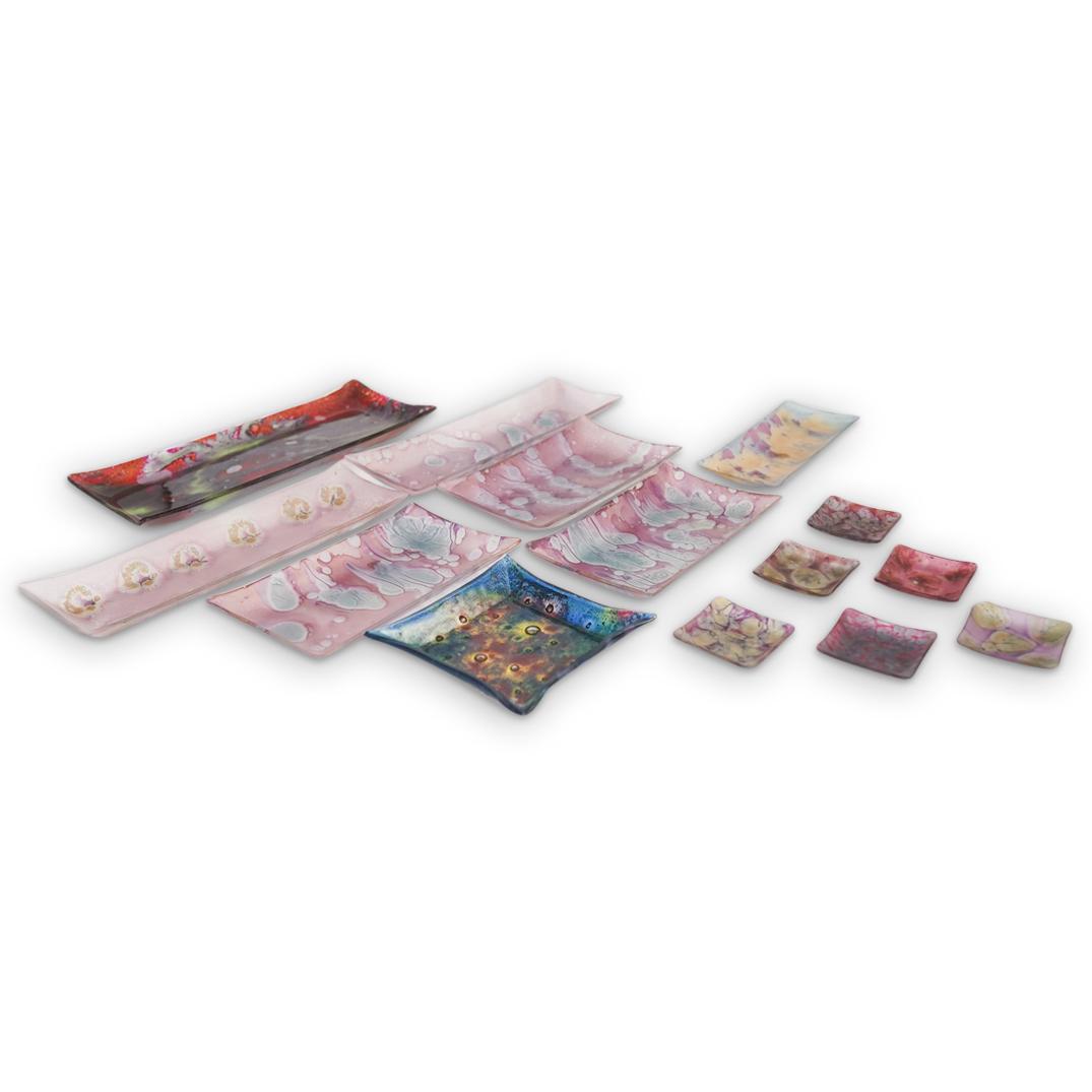 (14 Pcs) Kera Suchit Art Glass Tray Set (1 of 10)