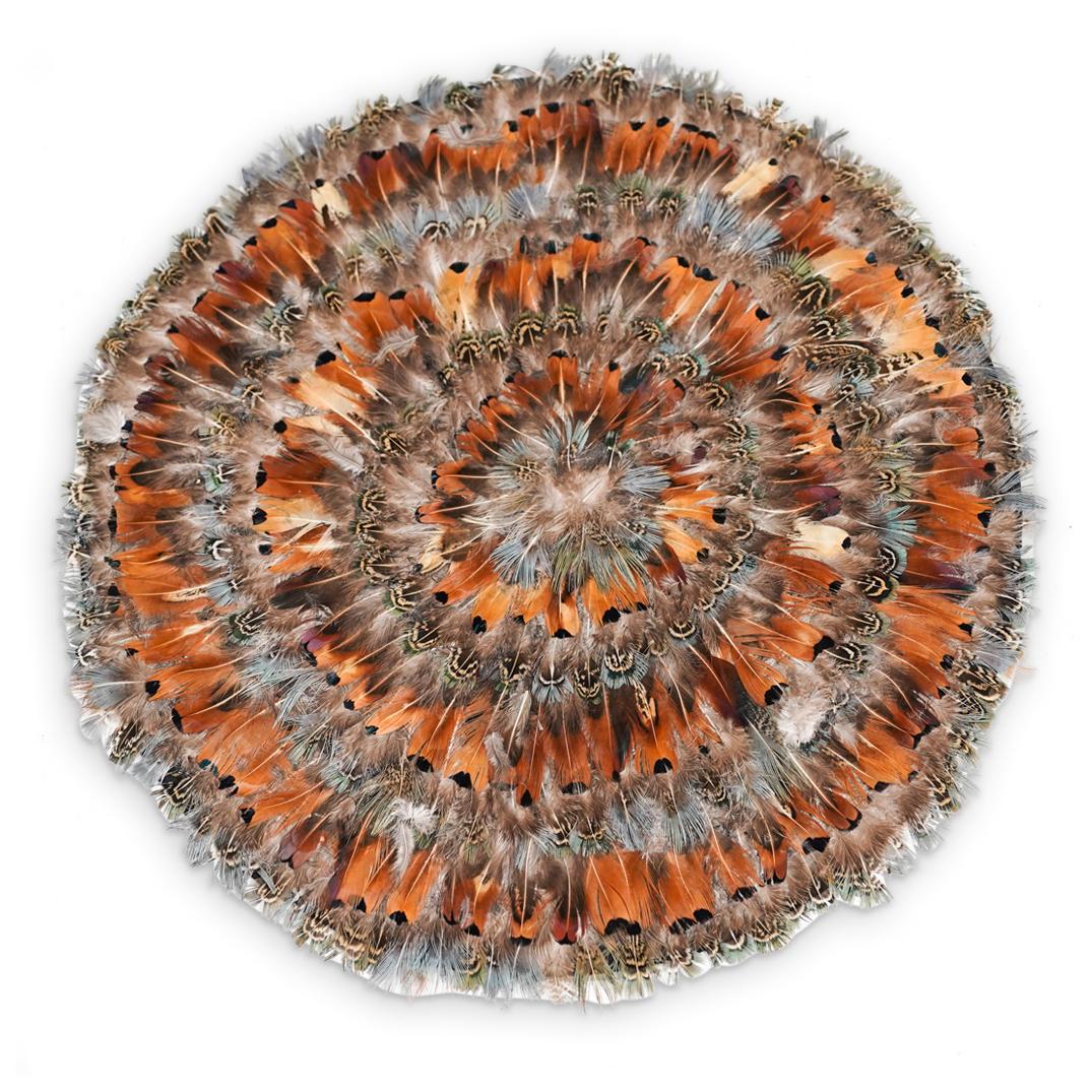 (6Pc) Faux Pheasant Feather Placemats: DESCRIPTION: Faux pheasant feather placemat set. Features six feather adorned placemats. CIRCA: 21st Cent. ORIGIN: USA DIMENSIONS: D: 17" Have a similar item to sell? Contact: Info@Akibaantiques.com C