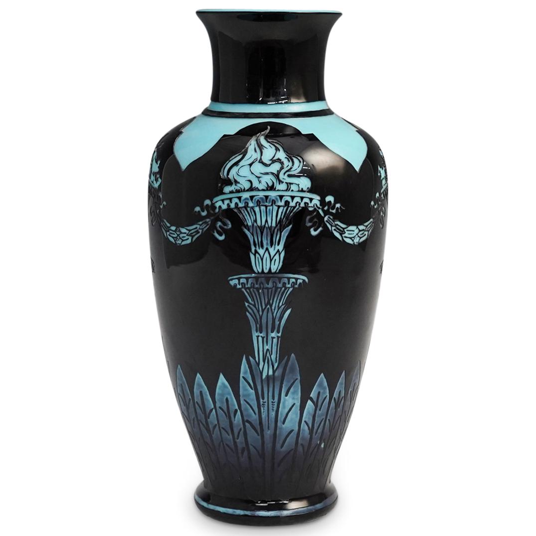 Steuben Mirror Black Turquoise Vase (1 of 9)