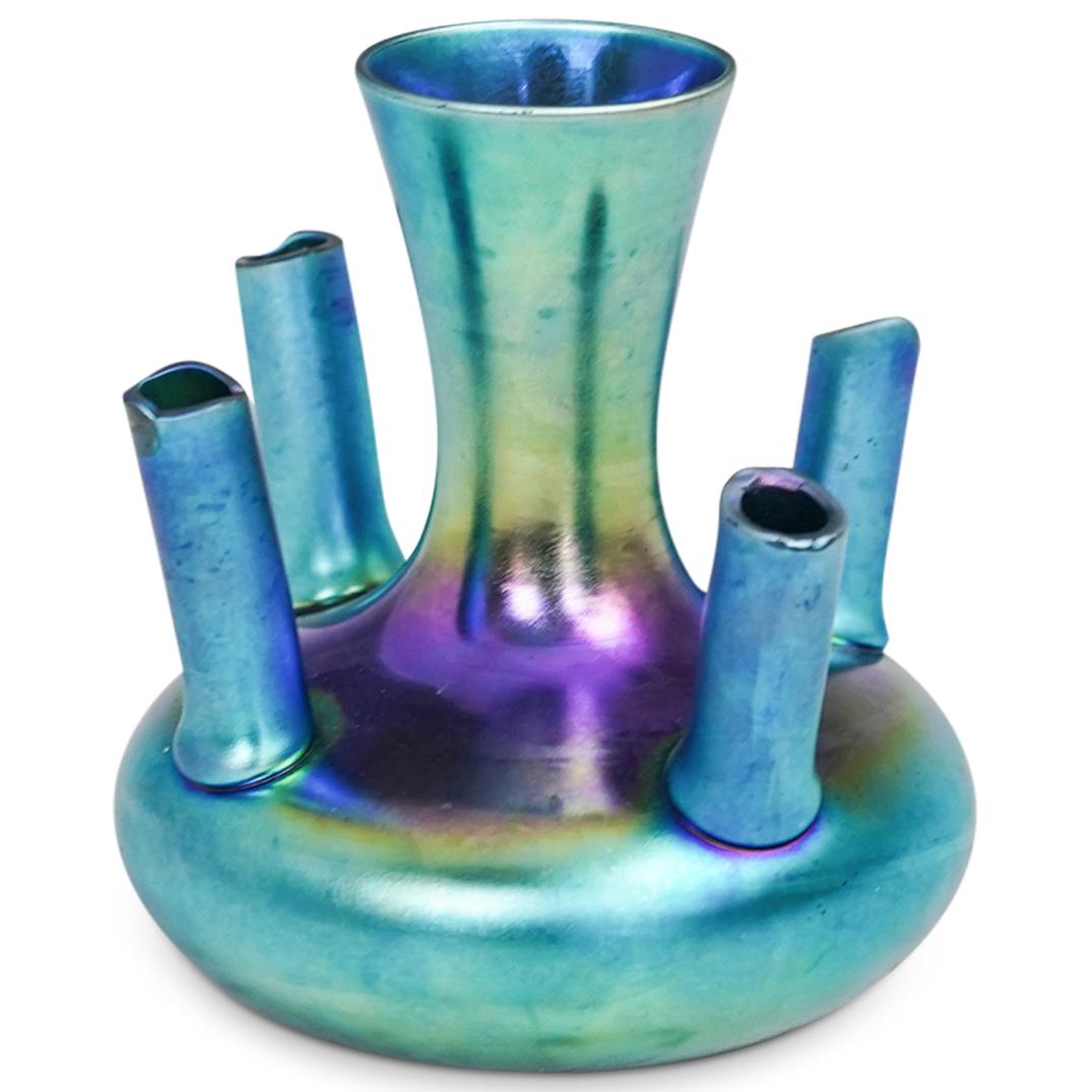 Steuben Blue Aurene Bud Vase (1 of 7)