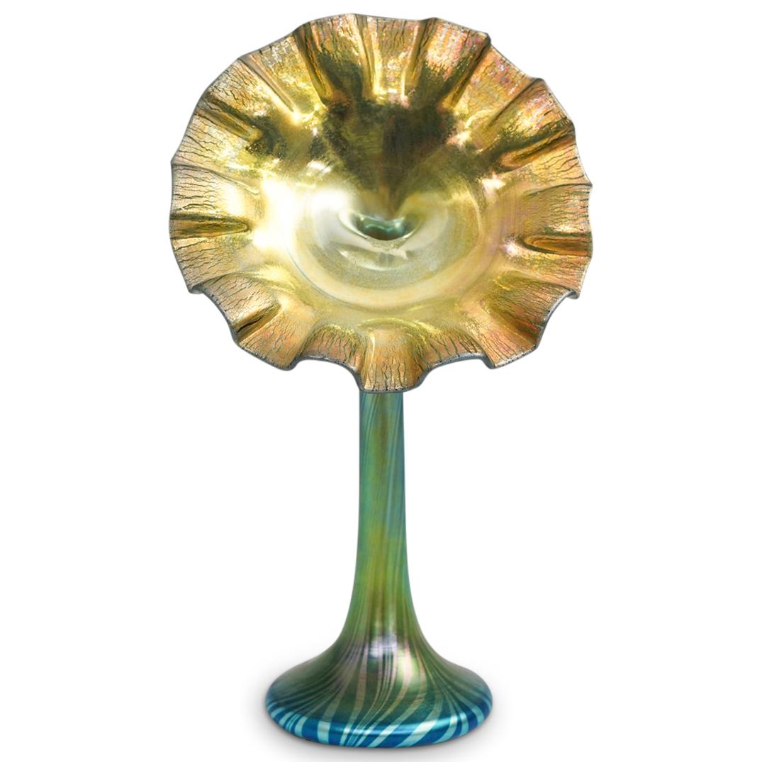 Steuben Blue Aurene Jack-in-the Pulpit Vase (1 of 8)