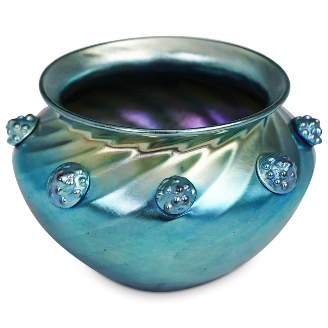 Steuben Blue Aurene Berry Vase (1 of 7)