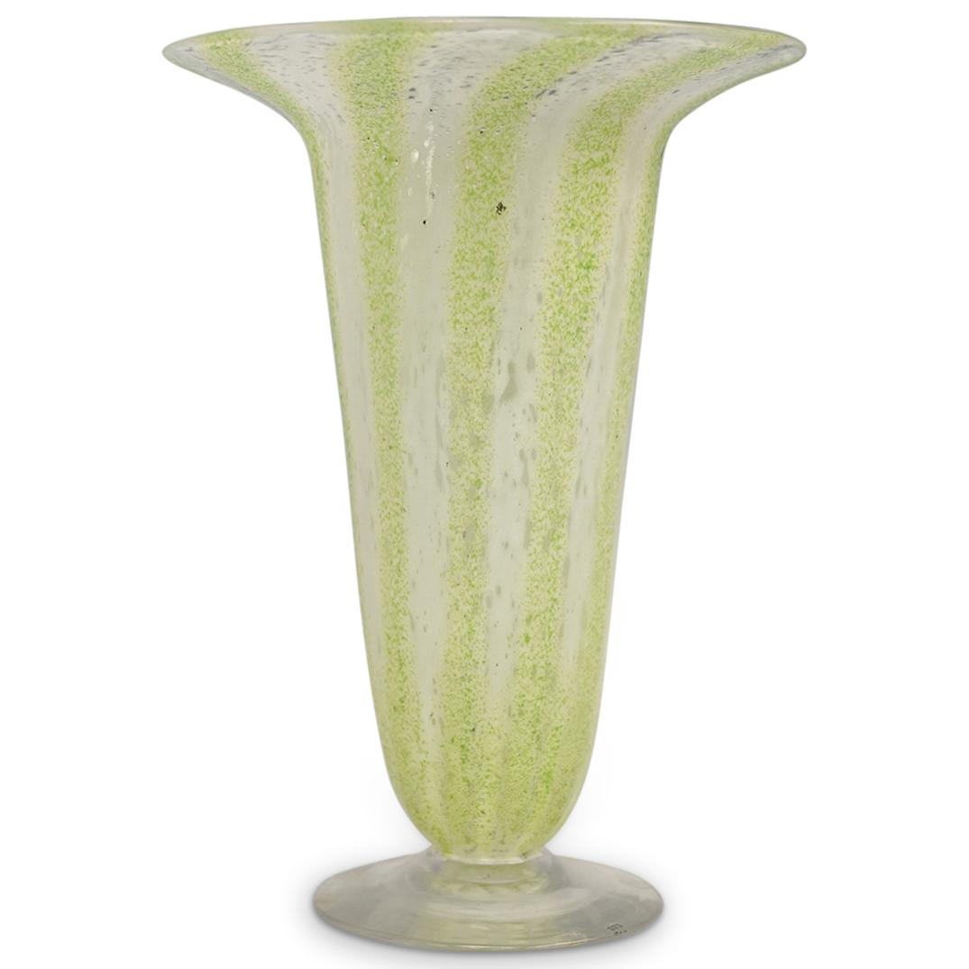 Steuben green and  White Cintra Vase (1 of 6)
