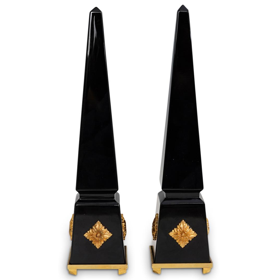 Pair of Baccarat Crystal and Bronze Obelisks (1 of 5)
