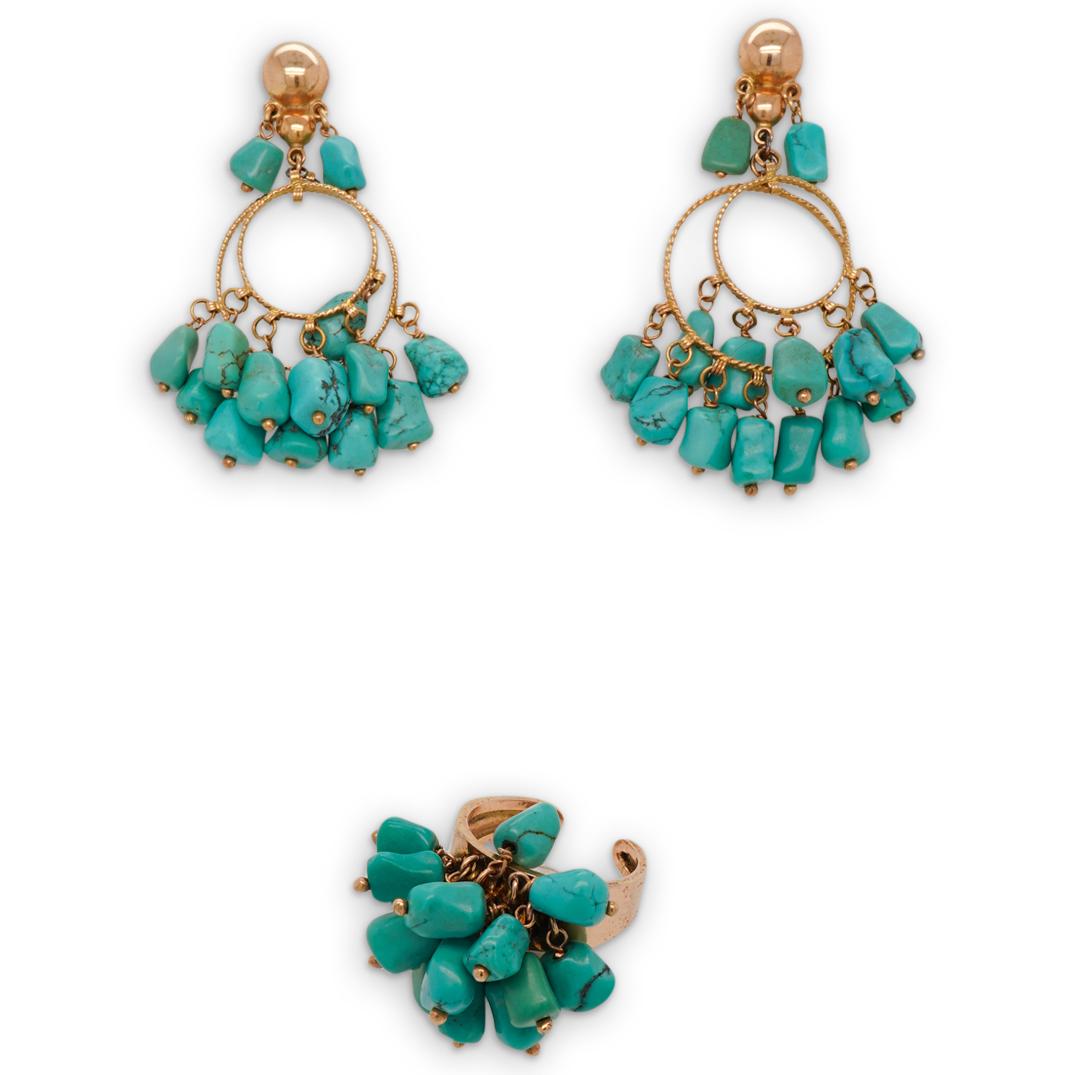 14kt Turquoise Ring and  Earring Set (1 of 4)