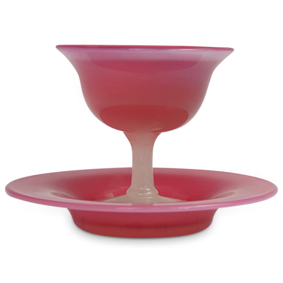 Steuben Rose Du Berry Sherbet and Underplate (1 of 7)