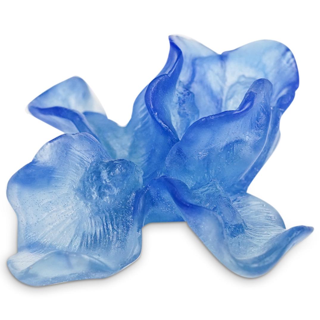 Daum Pate De Verre "Iris" Blue Crystal Flower (1 of 6)