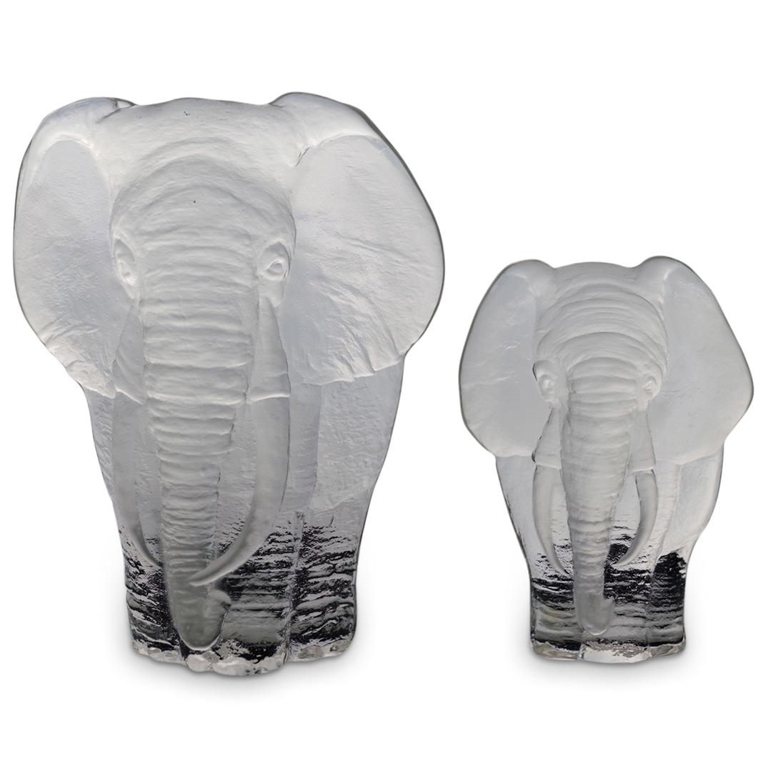 Pair of Mats Jonasson Glass Elephant Sculptures (1 of 4)