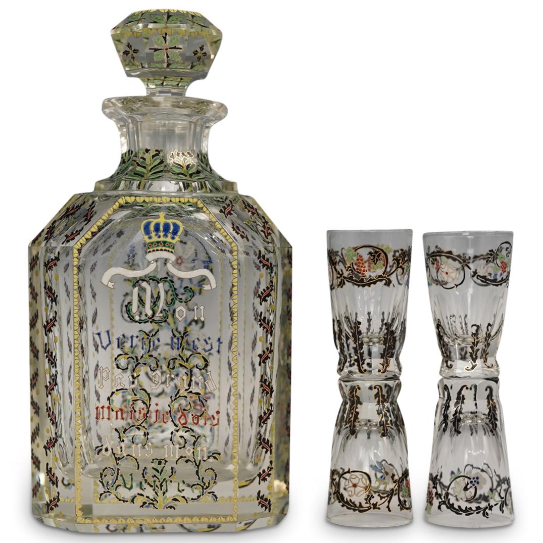 Manner of Galle Crystal Decanter and  Glasses (1 of 8)