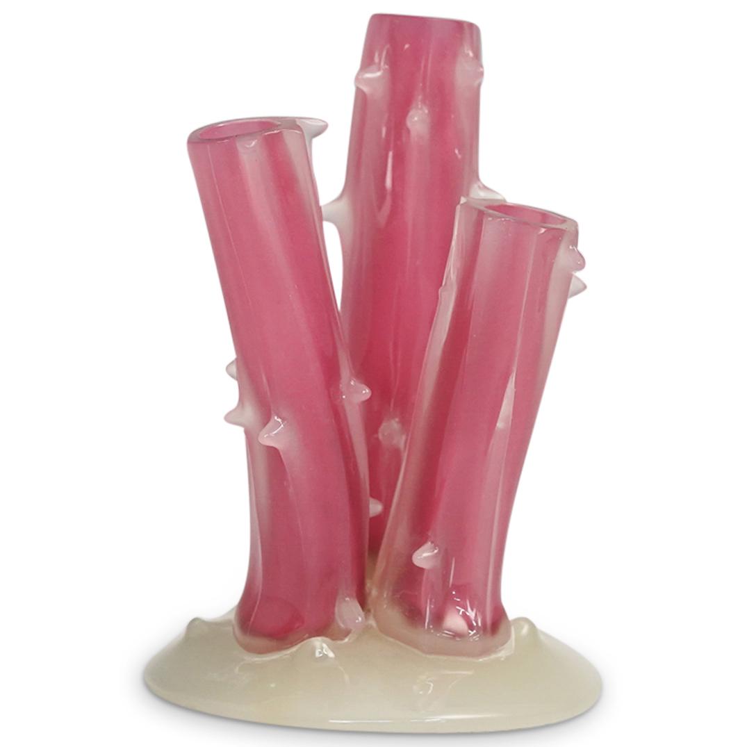 Steuben Rosaline Three Prong Glass Bud Vase (1 of 6)