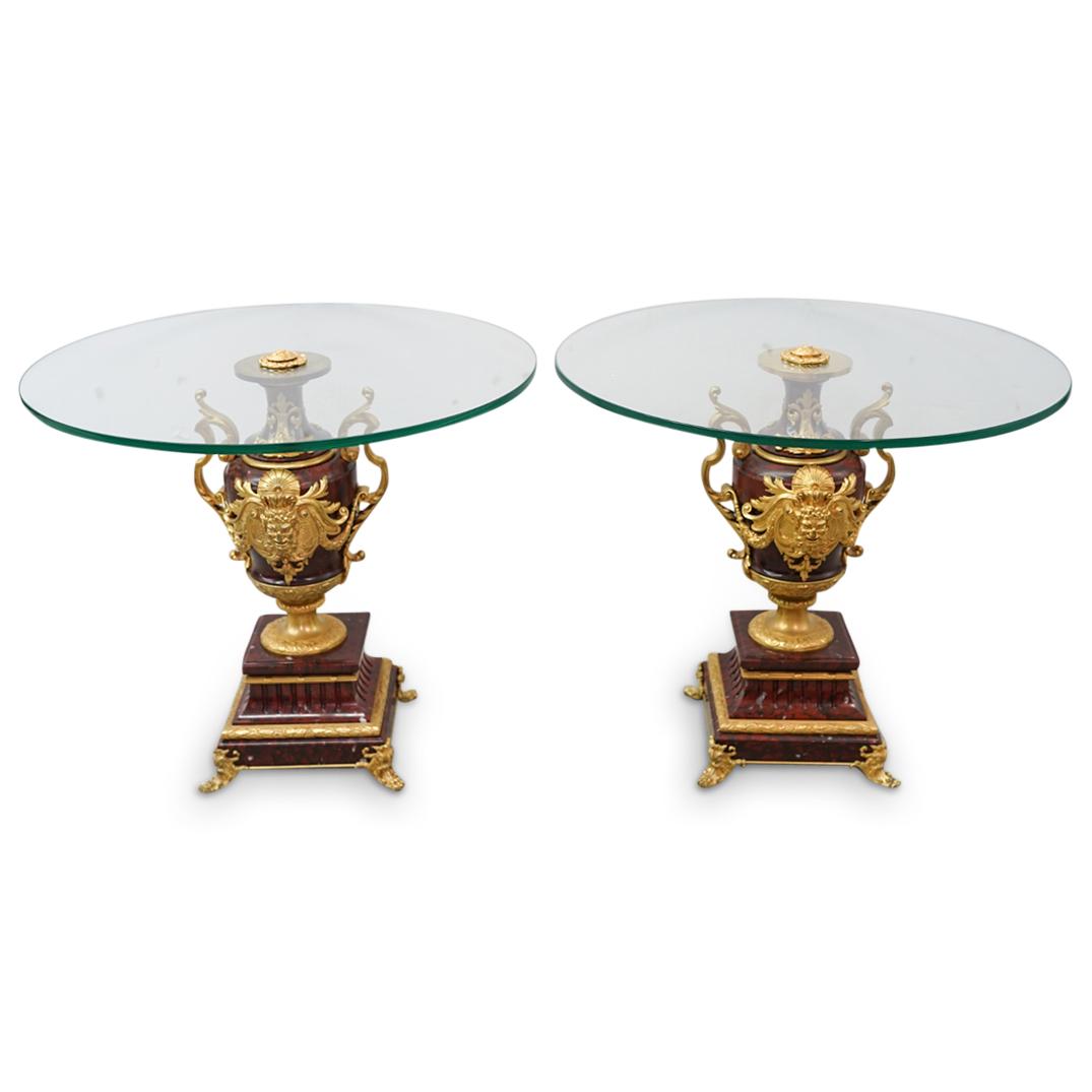 Empire Style Rouge Marble & Gilt Bronze Urns Tables (1 of 8)