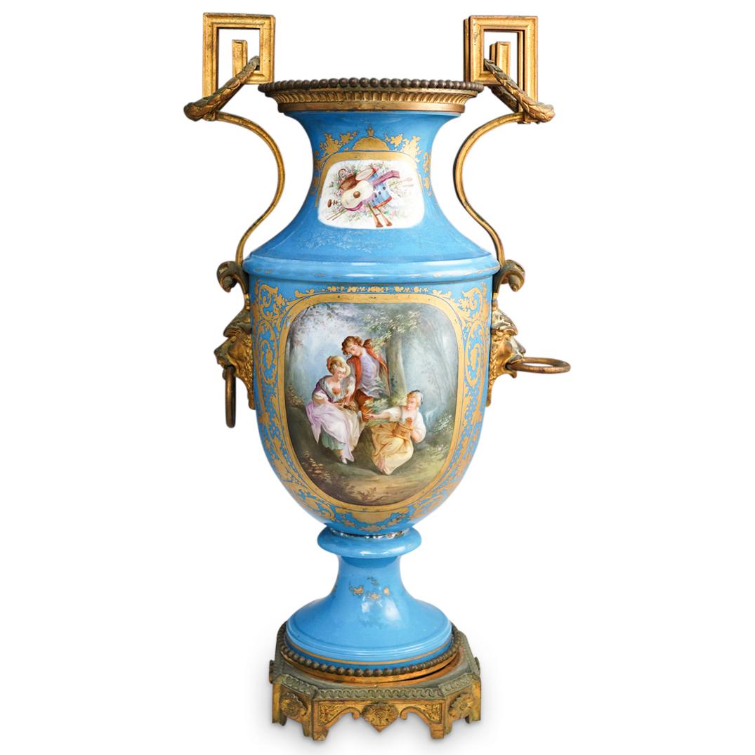 Large Antique Sevres Porcelain and Bronze Urn (1 of 10)