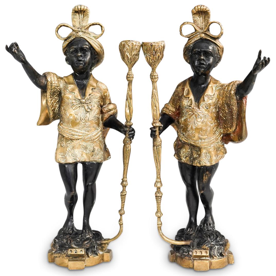 Pair of Antique Bronze Blackamoor Candleholders (1 of 8)