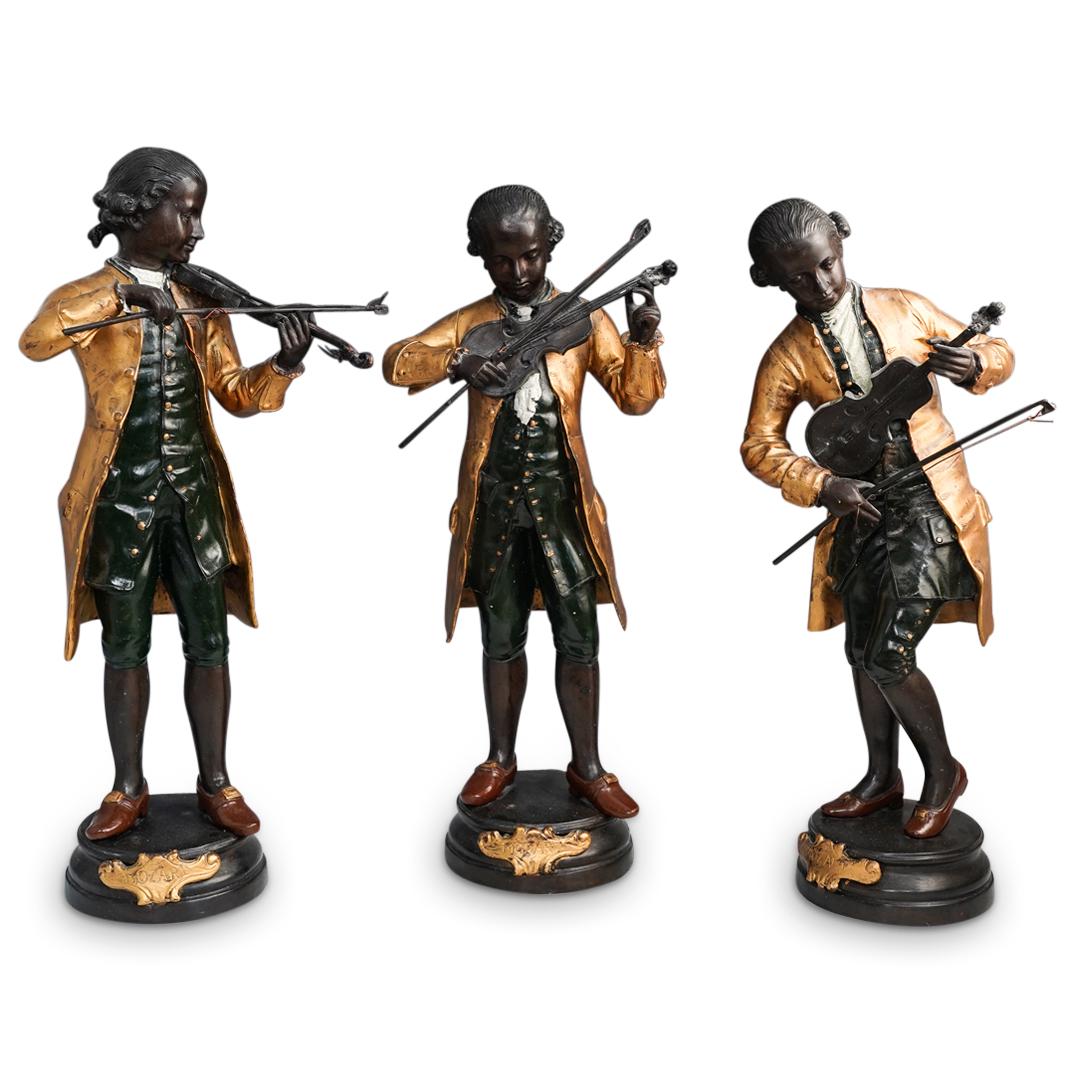 (3 Pc) L. Gregoire Mozart Figural Bronze Group (1 of 13)