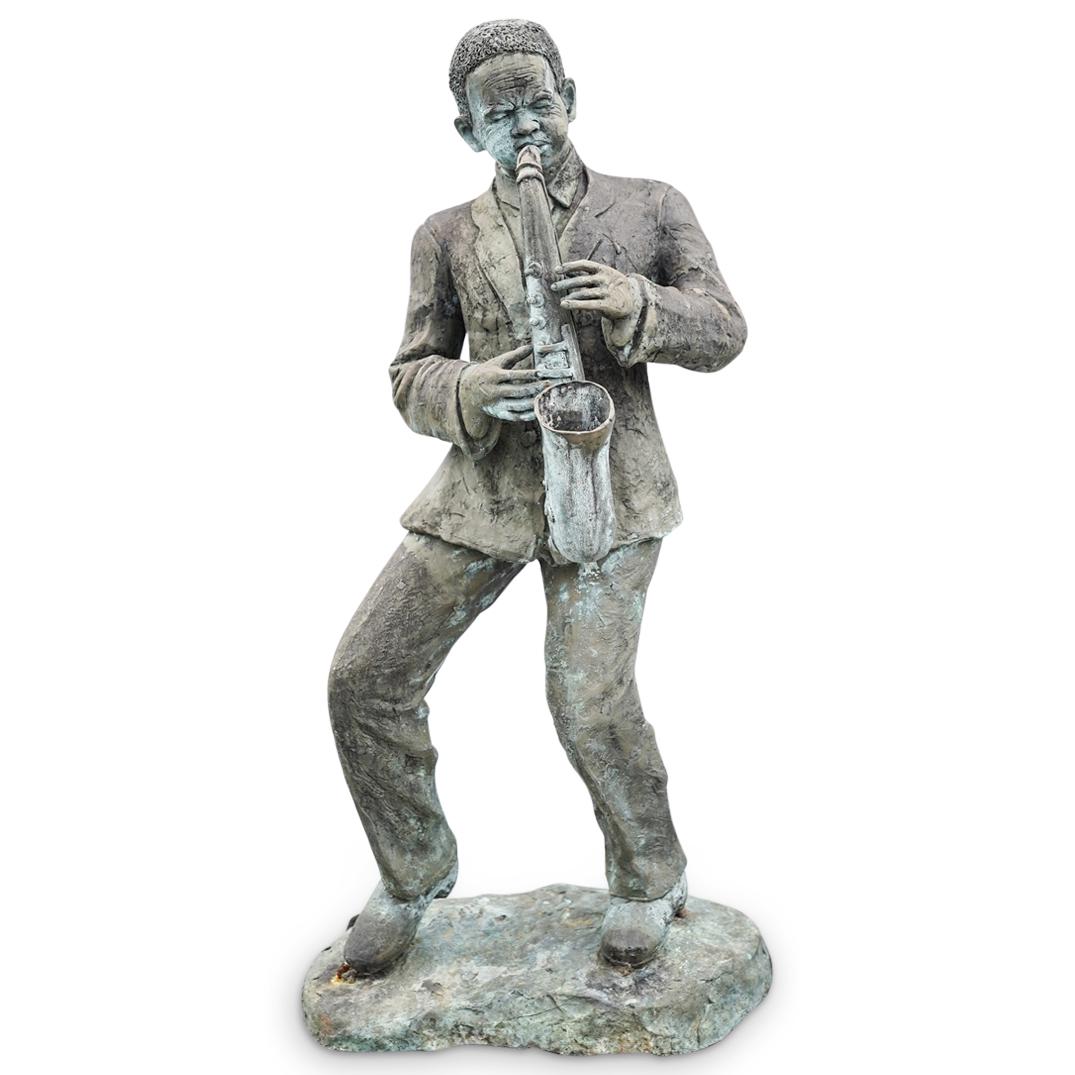 Cast Metal Jazz Player Garden Sculpture (1 of 9)