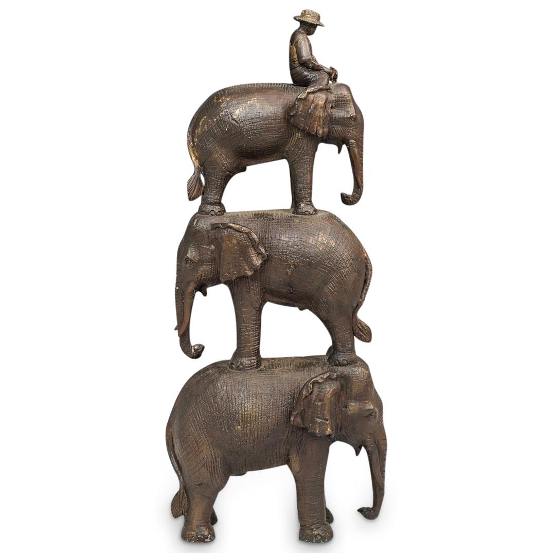 Three Elephants Bronze Sculpture (1 of 8)