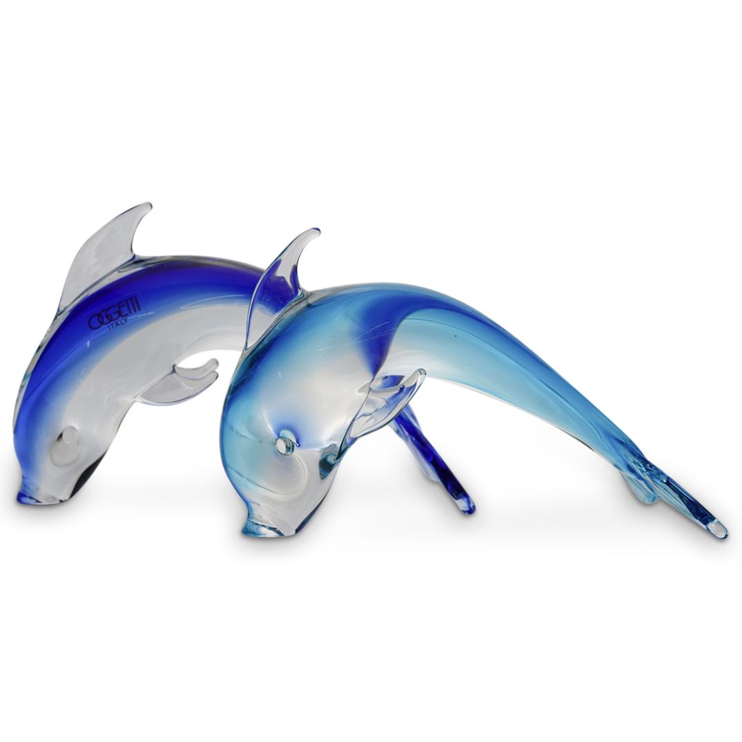 (2 Pc) Oggetti Murano Dolphin Figurines (1 of 5)