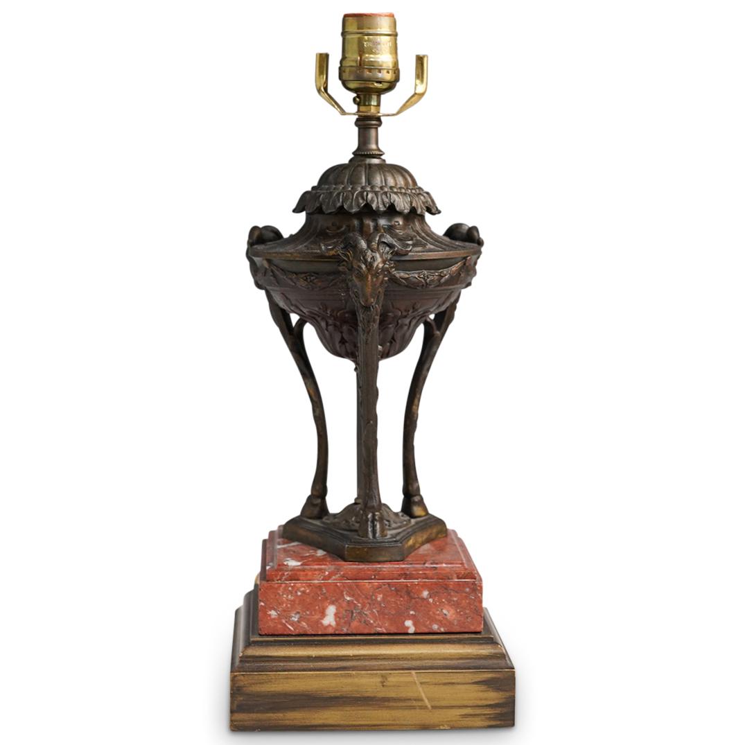 Neoclassical Bronze Ram Table Lamp (1 of 4)