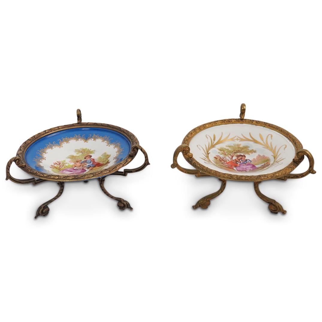 (2 Pc) Sevres Porcelain and Bronze Raised Dishes (1 of 5)