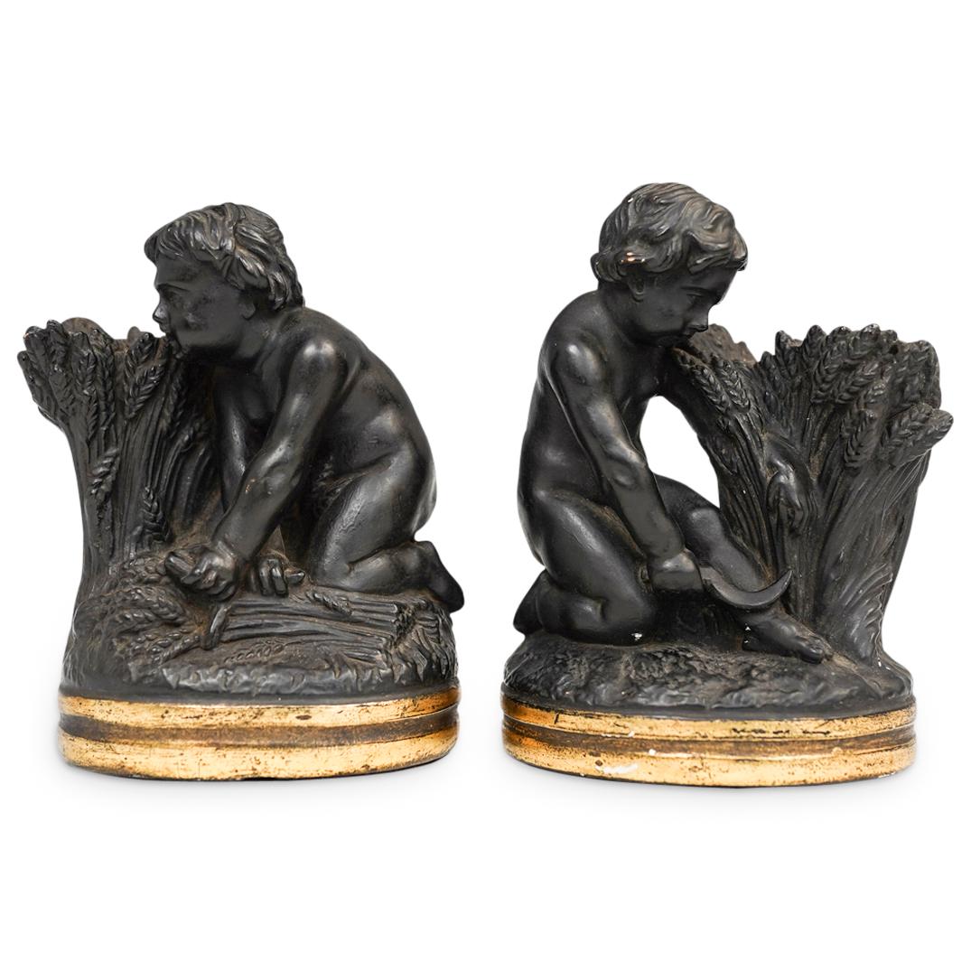 Pair of Italian Borghese Black Putti Bookends (1 of 7)