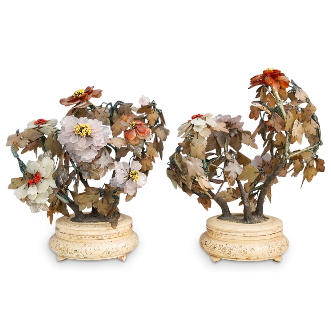 (2 Pc) Large Chinese Jade Trees (1 of 9)