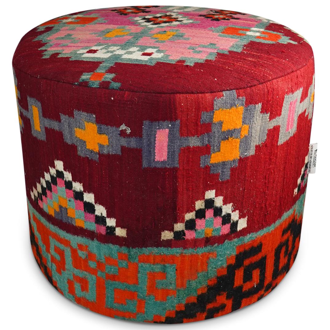 Tunisian Margoum Upholstered Ottoman (1 of 5)