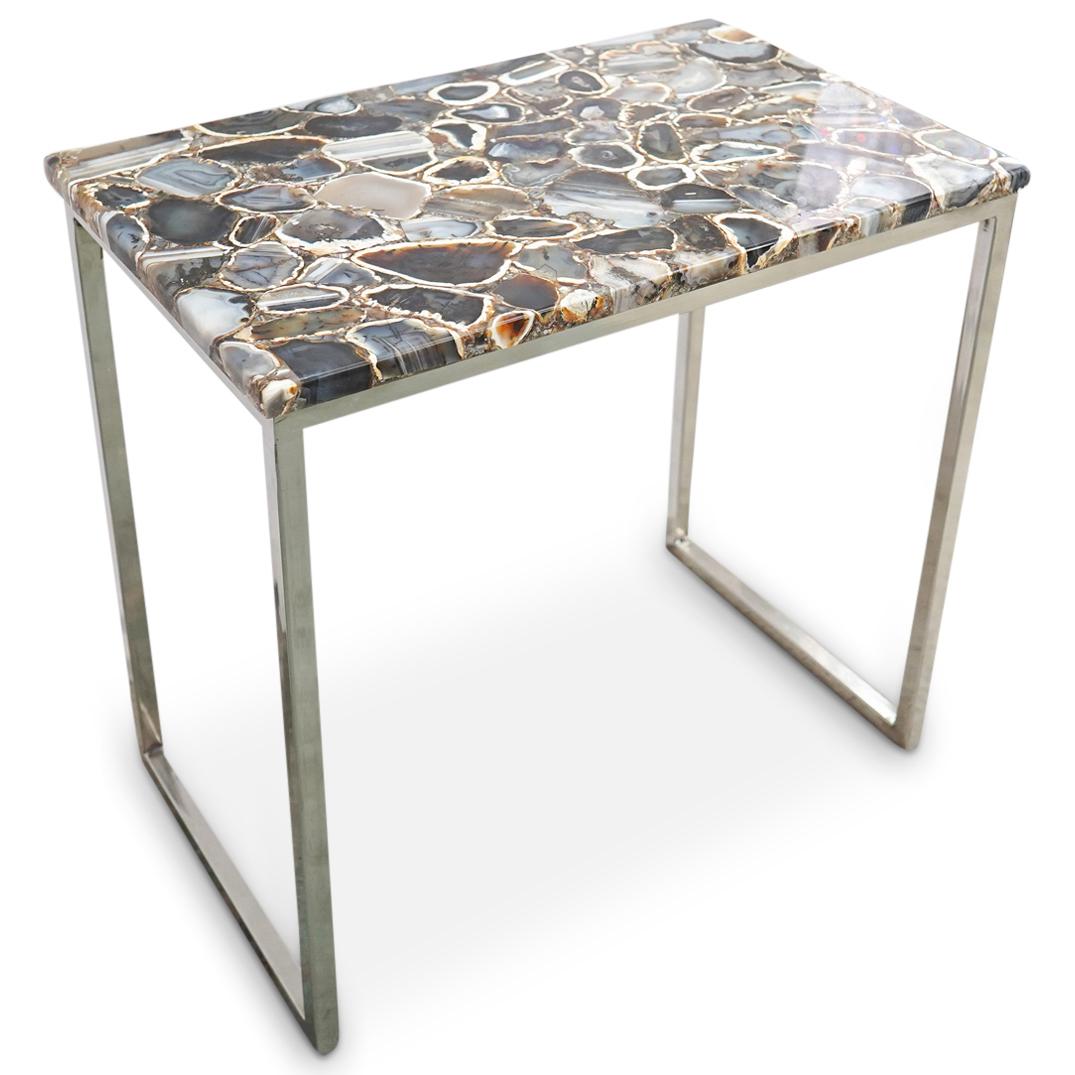 Agate & Chrome Side Table (1 of 4)