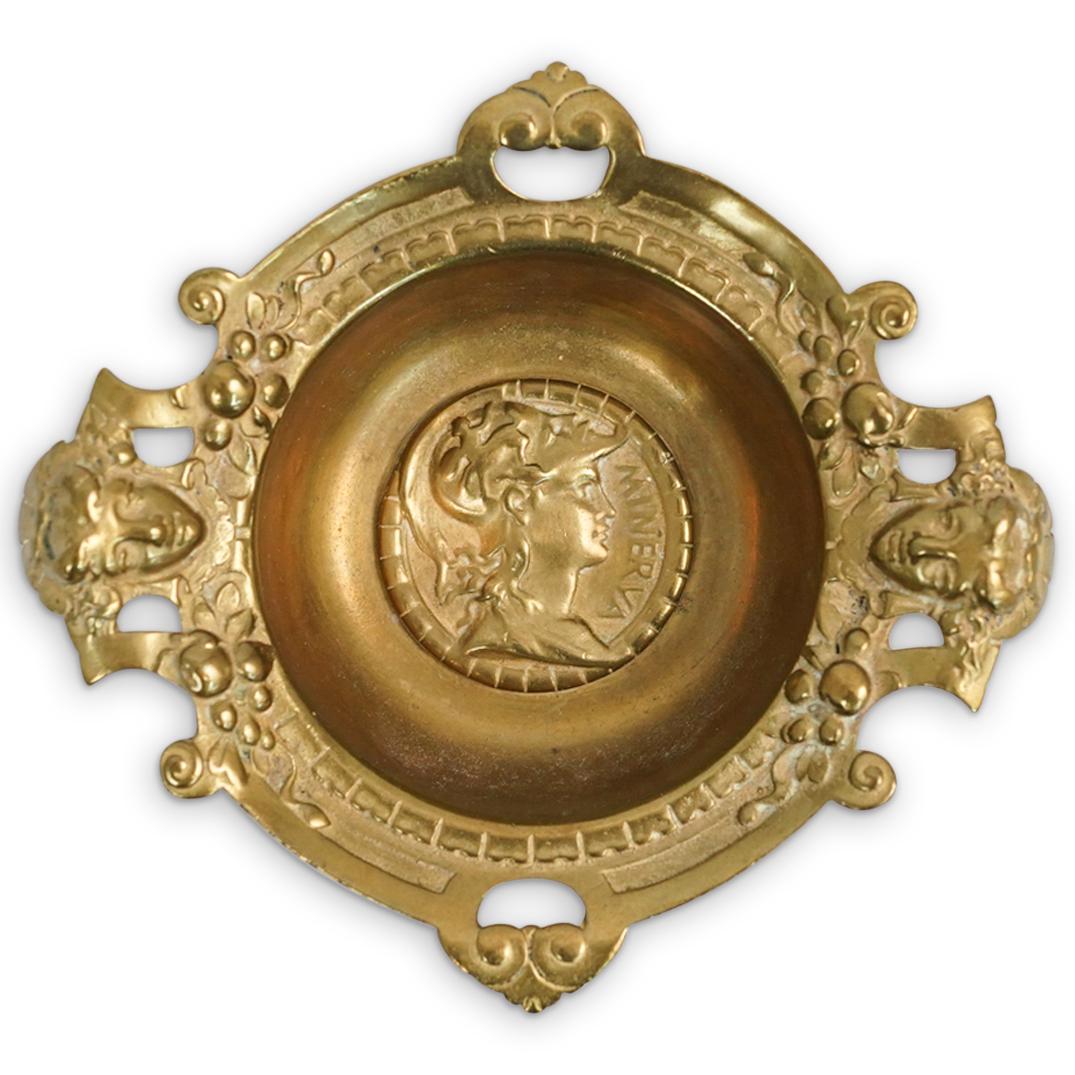 Mythological Roman Goddess Minerva Brass Ashtray (1 of 4)