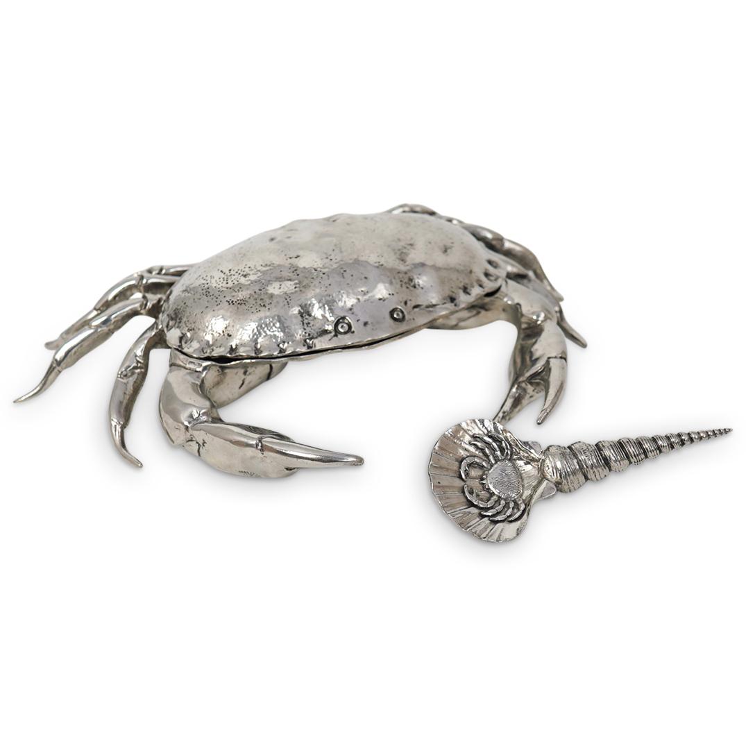 (2 Pc) Cipolla Pewter Crab Caviar Dish & Spoon Set (1 of 6)