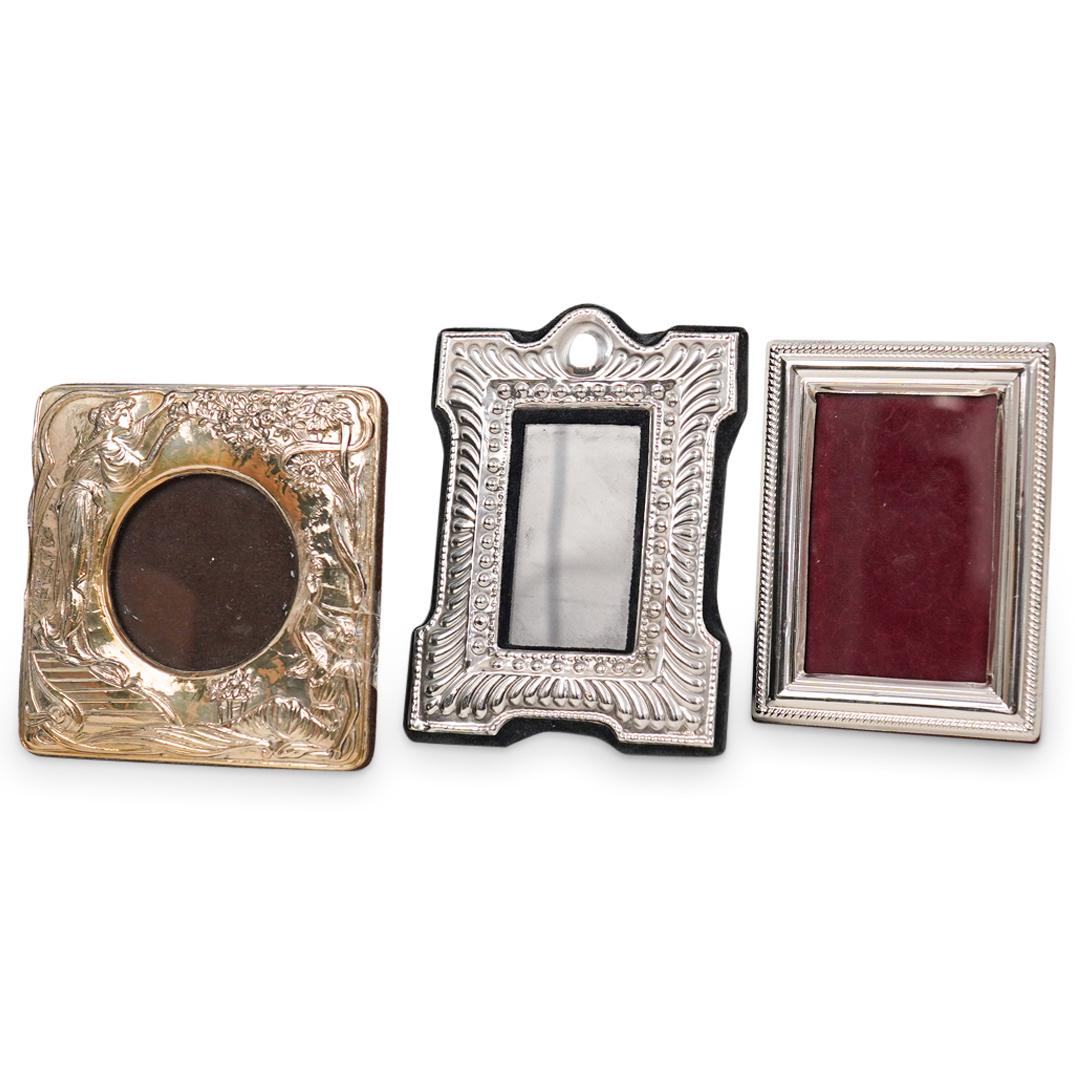 (3 Pc) Miniature Sterling Silver Picture Frames (1 of 5)