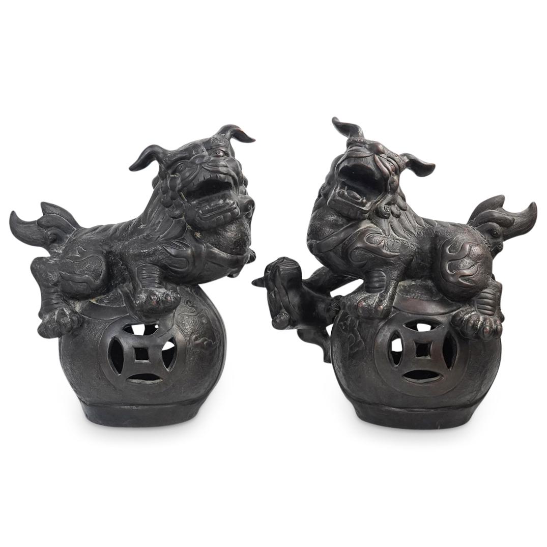 Pair Of Chinese Ceramic Foo Dogs (1 of 6)