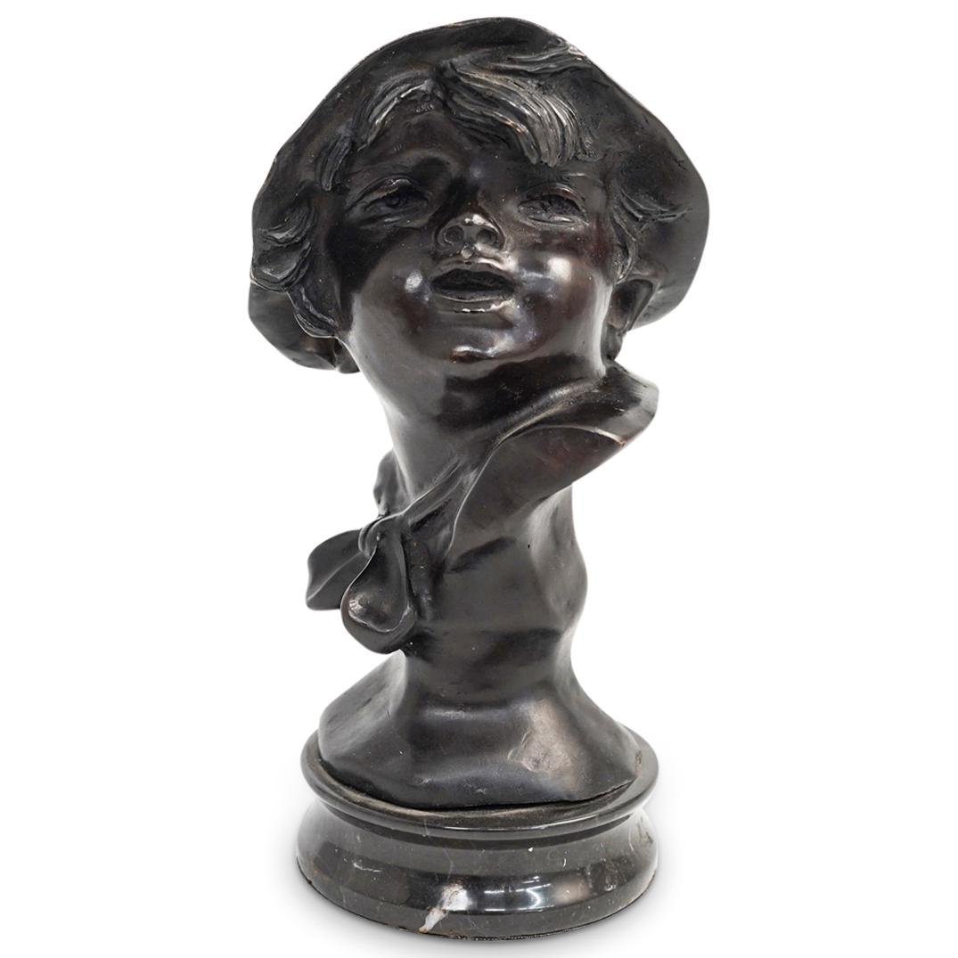 Signed Bronze Boy Bust (1 of 3)