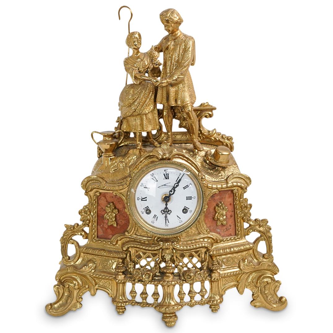 Lancini Italian Gilt Brass & Marble Mantel Clock (1 of 9)