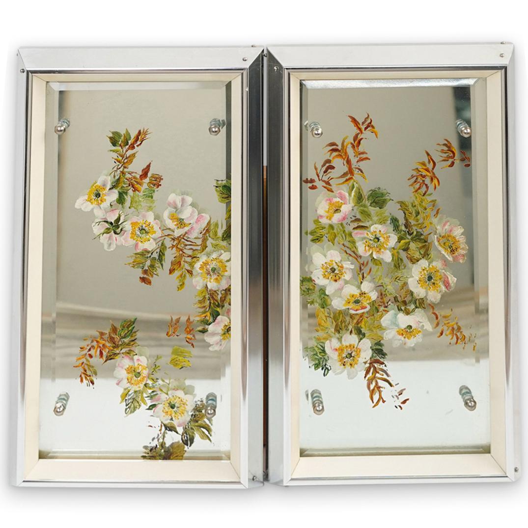 (2 Pc) Pair of Floral Mirror Paintings (1 of 3)