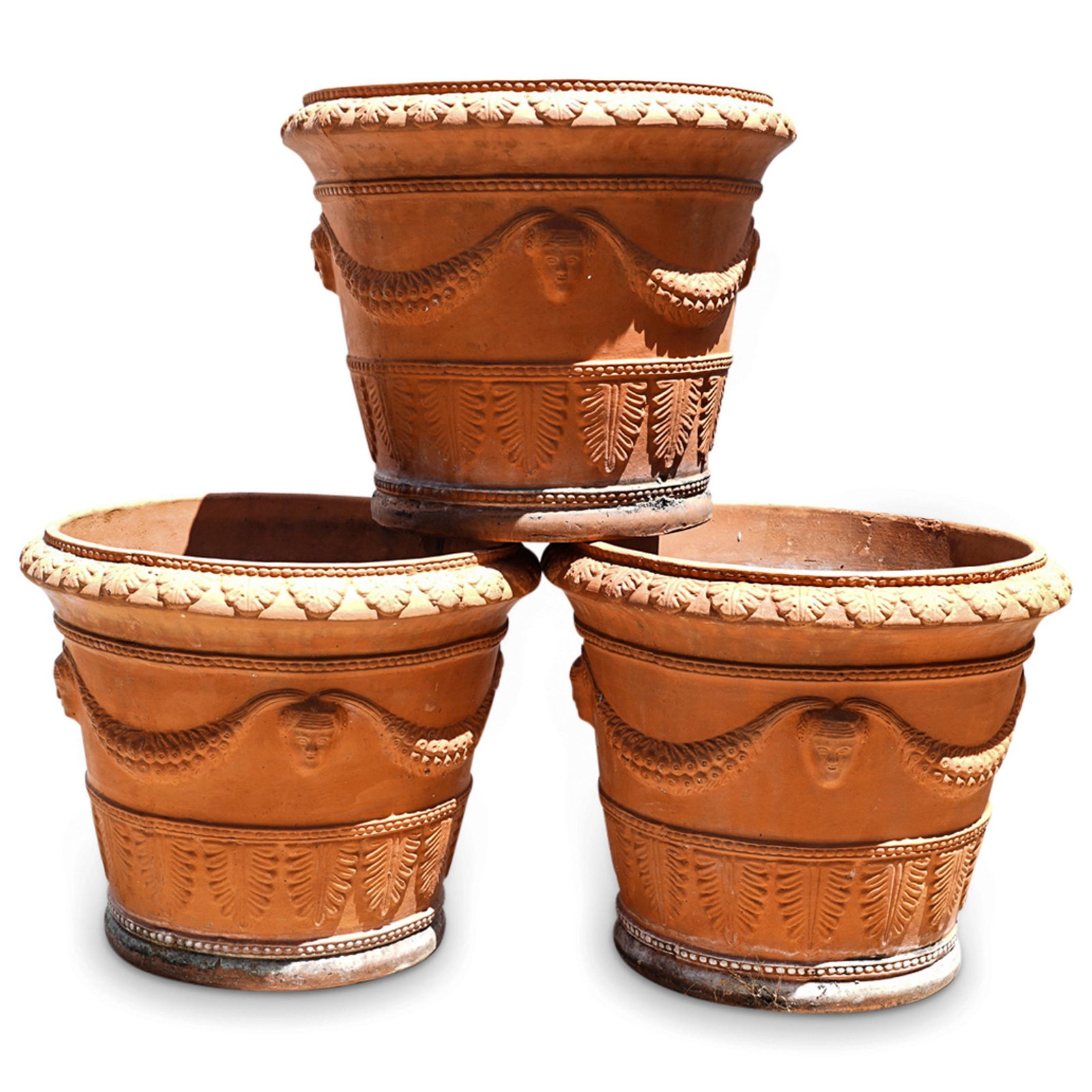 (3 Pc) Italian Terracotta Garden Planters (1 of 7)