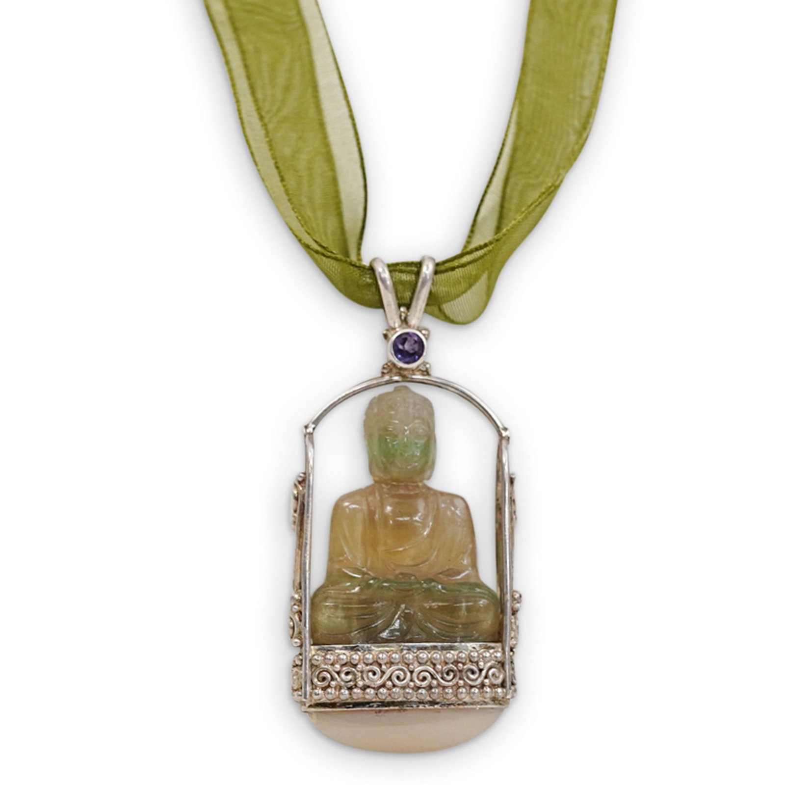 Sajen Sterling Rock Crystal Buddha Pendant (1 of 4)