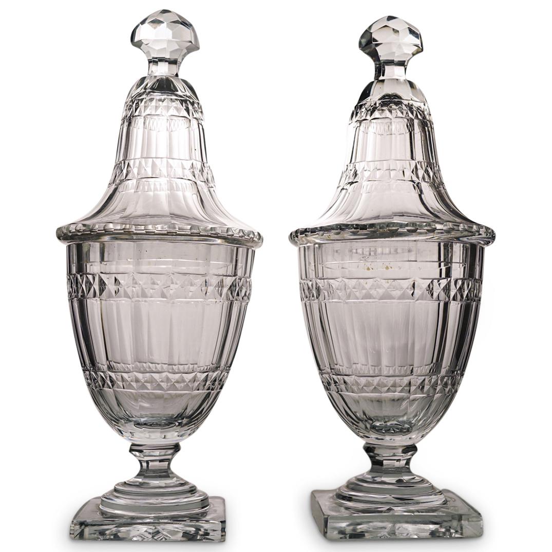 Pair Of Continental Crystal Cut Urns (1 of 7)