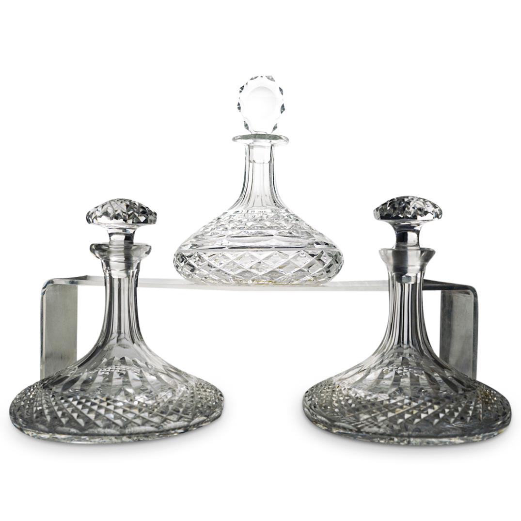 (3 Pc) Antique Crystal Cut Decanters (1 of 9)