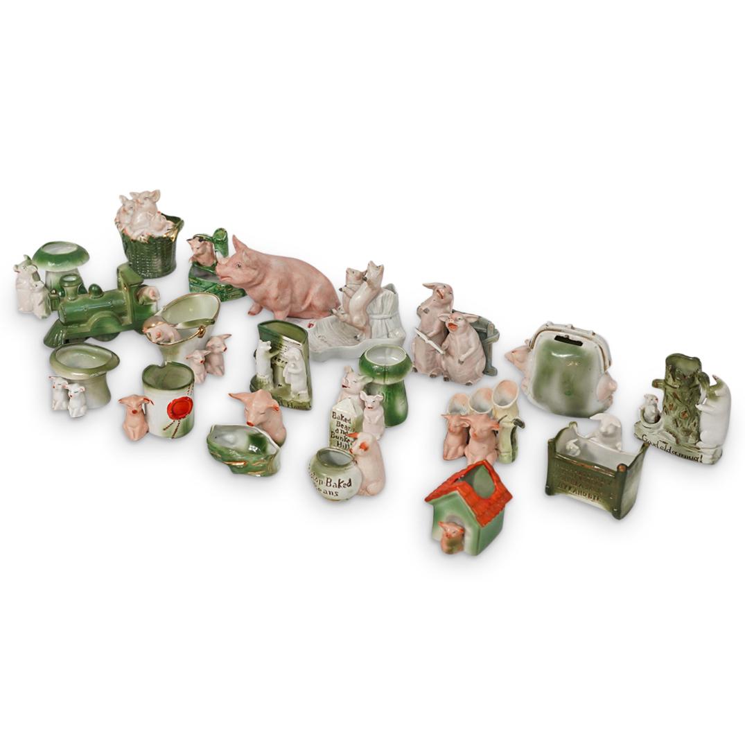 (19 Pc) German Figural Pig Porcelain Articles (1 of 9)