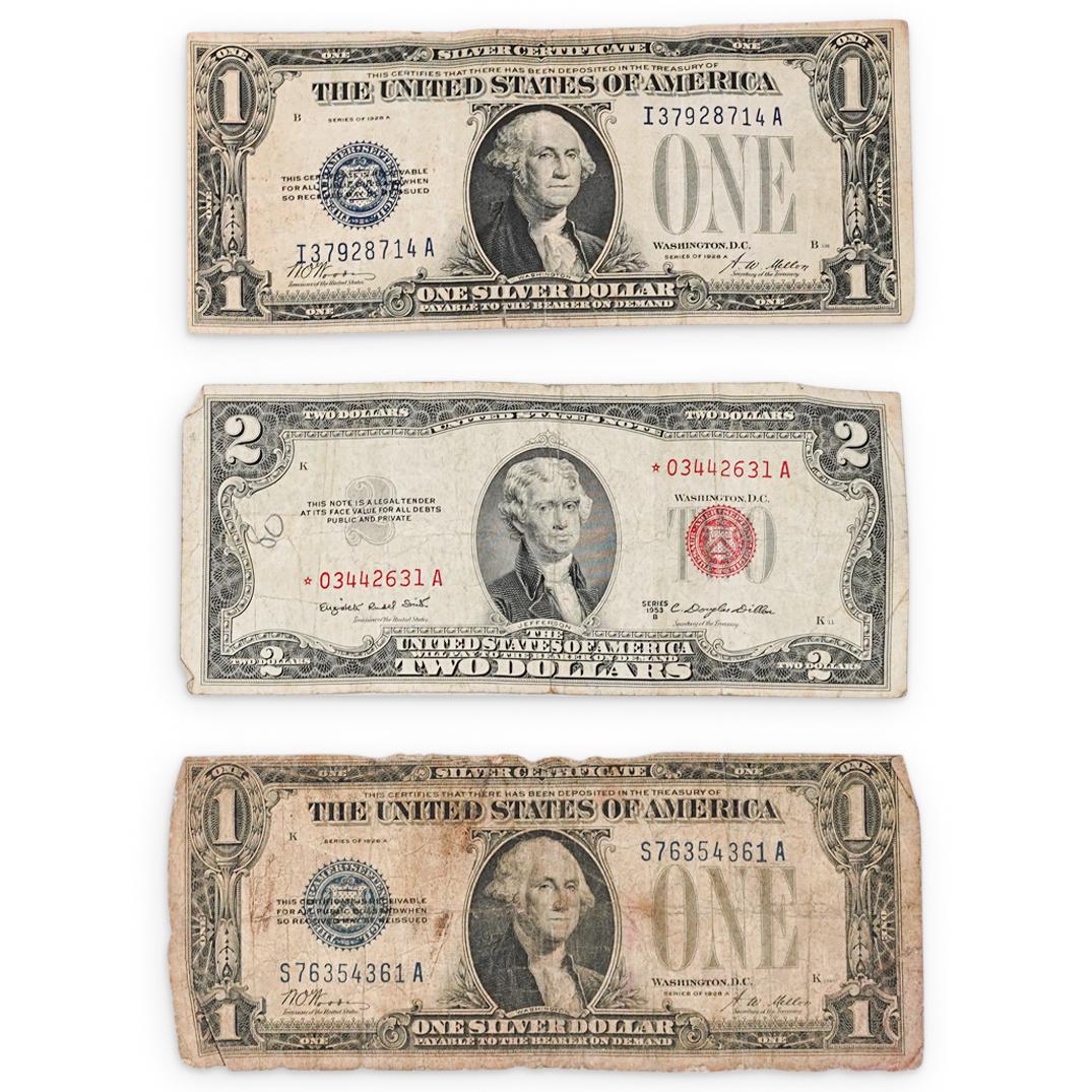(3Pc) US Bank Note Grouping (1 of 8)