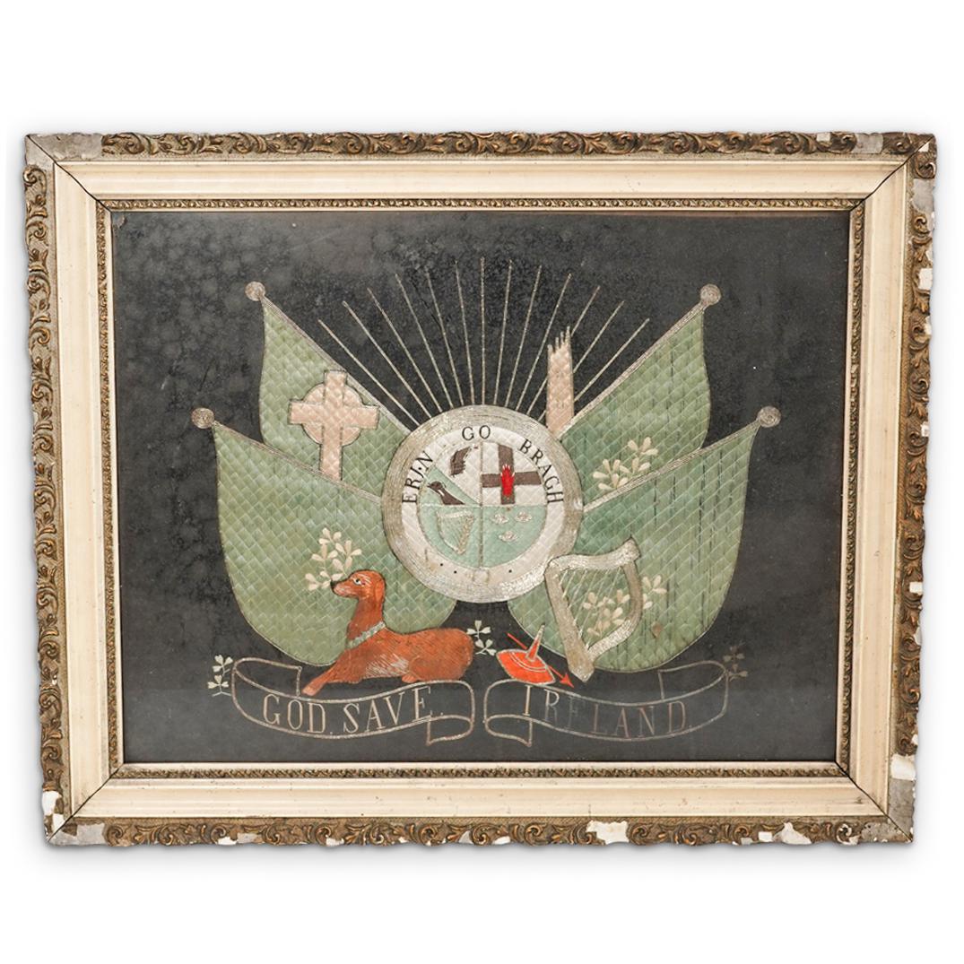 19th Ct. God Save Ireland Silk Flag (1 of 6)