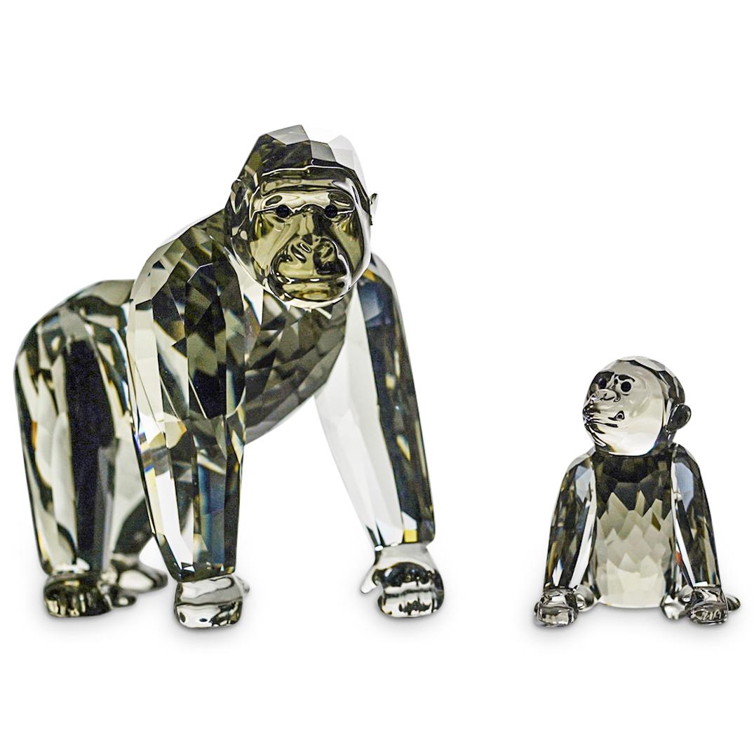 (2 Pc) Swarovski Crystal Gorilla Figurines (1 of 10)