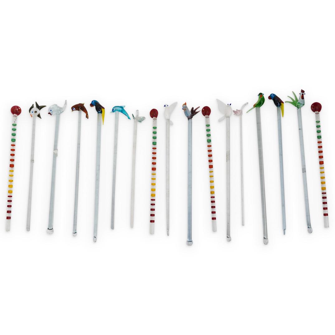 (17 Pc) Murano Glass Cocktail Stirrers Set (1 of 15)