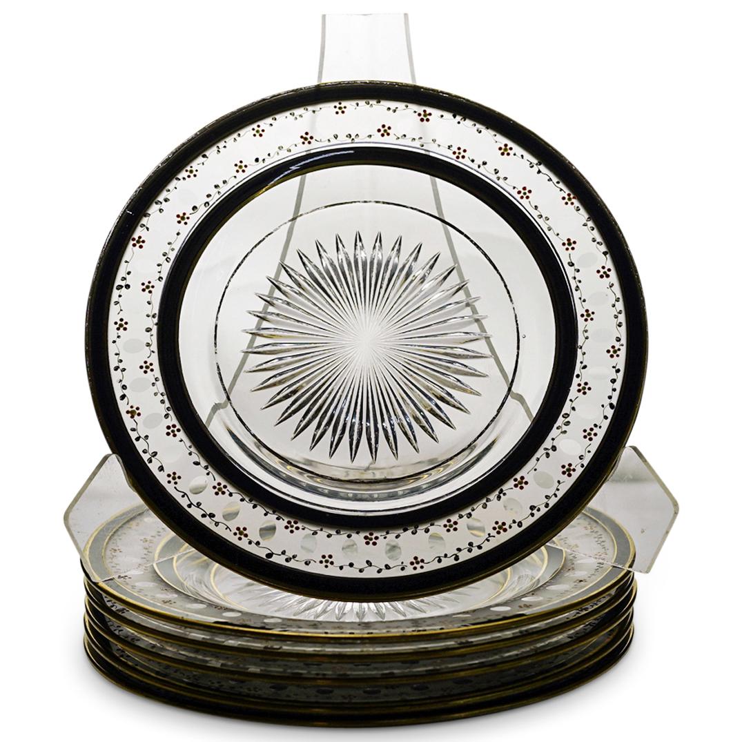 (6 Pc) Hand Painted Enameled Glass Dishes (1 of 3)