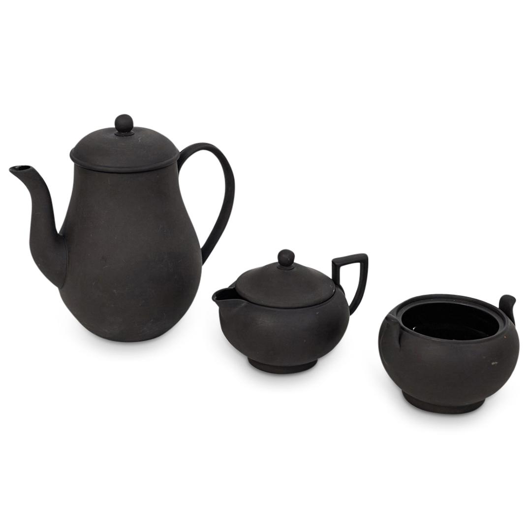 (3 Pc) Wedgwood Black Basalt Jasperware Tea Set (1 of 6)