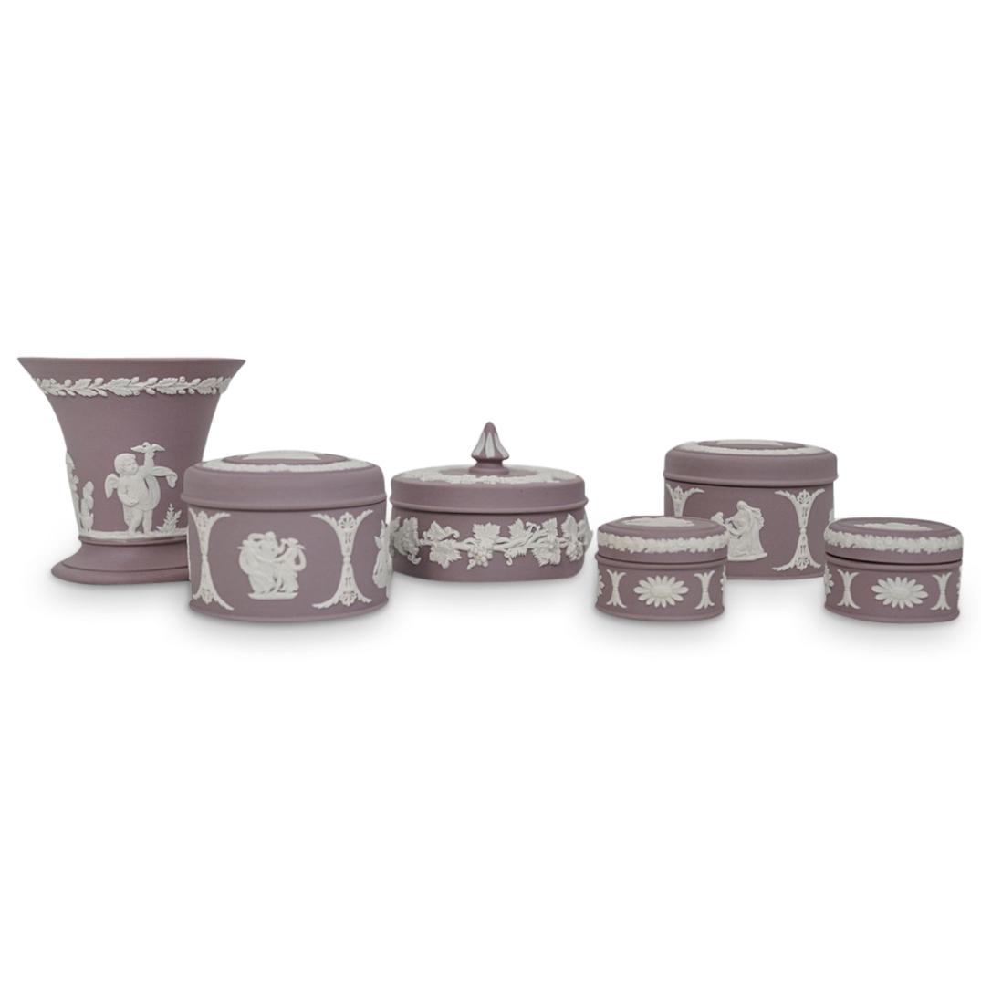 (6 Pc) Wedgwood Lavender Biscuit Porcelain Grouping Set (1 of 9)