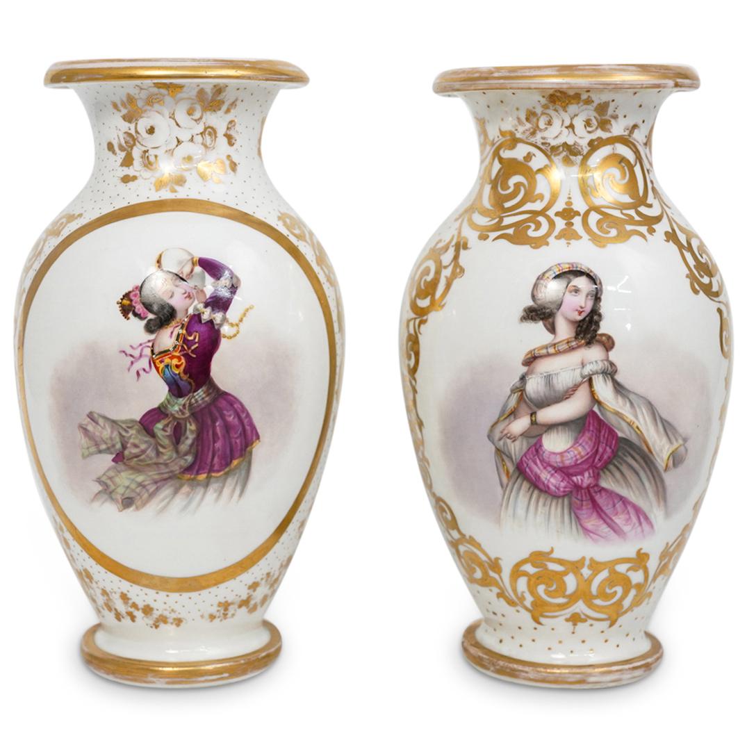 (2 Pc) Antique European Porcelain Vases (1 of 6)