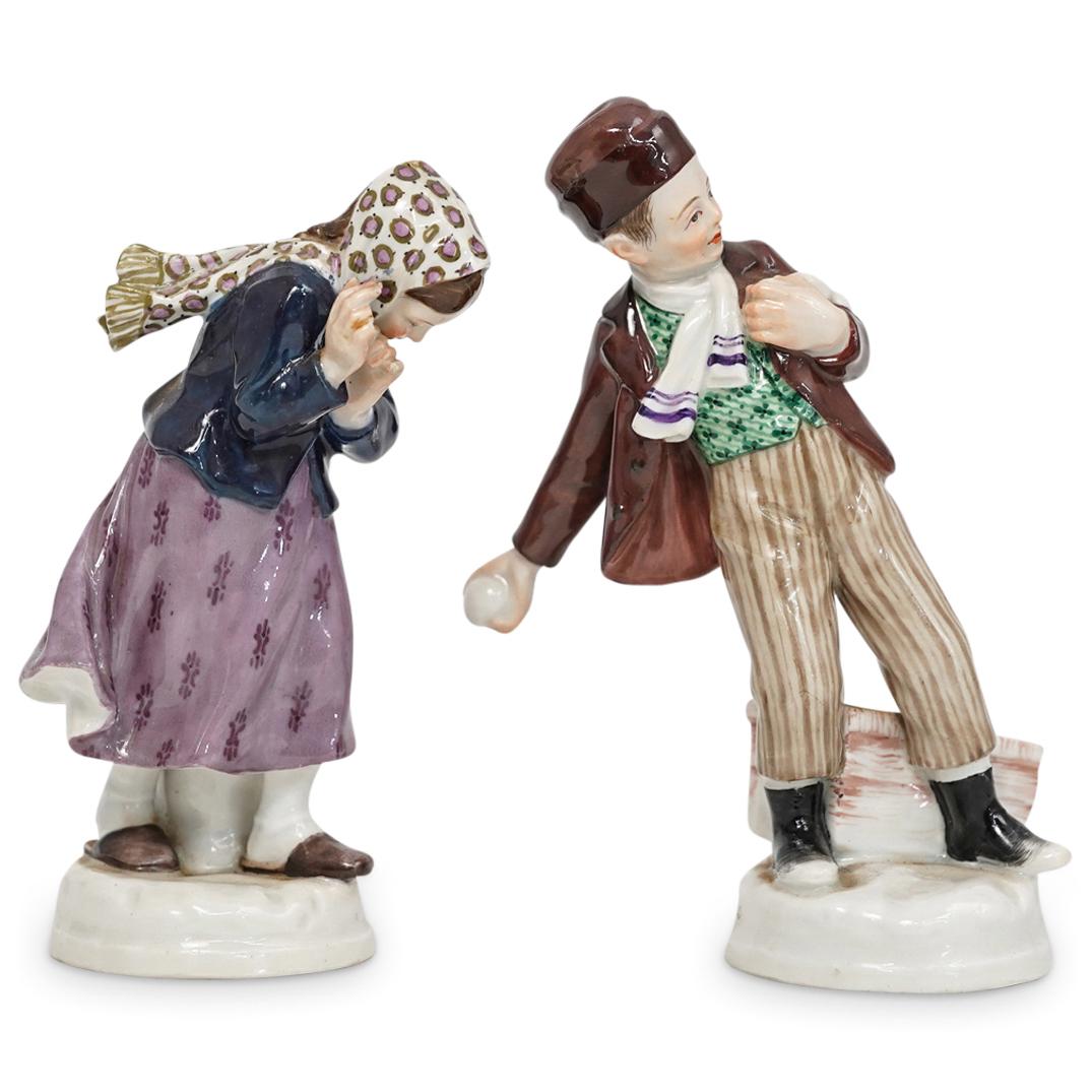 (2 Pc) Pair of Meissen Porcelain Figurines (1 of 6)